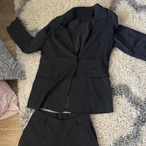 Classic Black Women's Blazer and Pants Set